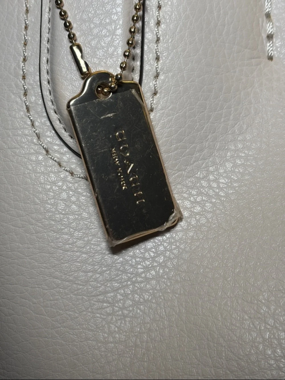 Coach F58660 Derby Tote in Chalk White Pebbled Leather EUC